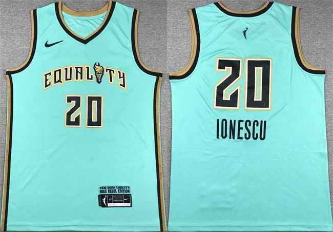 Men's New York Liberties #20 Sabrina Ionescu Teal Stitched Jersey