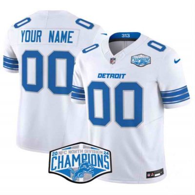 Men's Detroit Lions Active Player Custom White 2024 NFC North Champions F.U.S.E. Vapor Limited Stitched Jersey