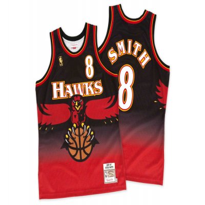 Men's Atlanta Hawks #8 Steve Smith Red 1996-1997 Throwback Stitched Jersey