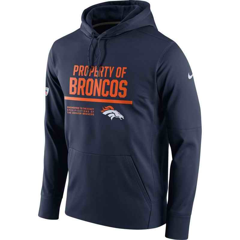 Men's Denver Broncos Nike Navy Circuit Property Of Performance Pullover Hoodie