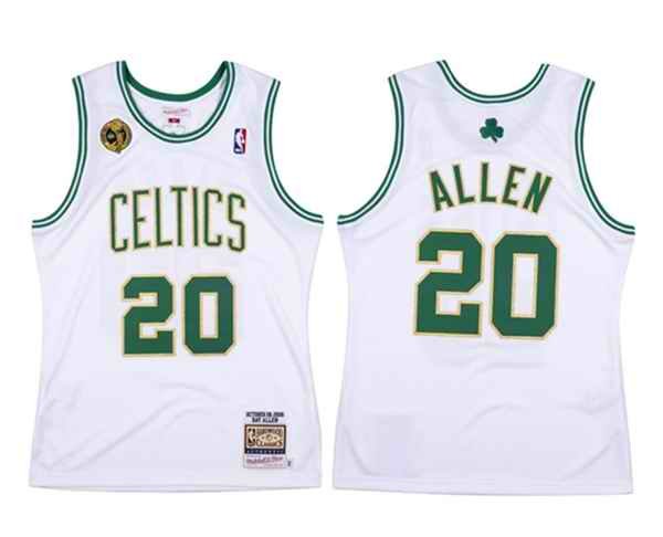 Men's Boston Celtics #20 Ray Allen White Throwback 2008-09 Stitched Jersey