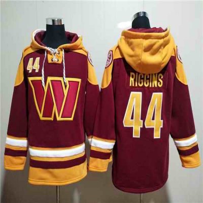 Men's Washington Commanders #44 John Riggins Burgundy Lace-Up Pullover Hoodie