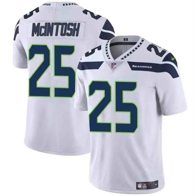 Men's Seattle Seahawks #25 Kenny McIntosh White Vapor Limited Stitched Football Jersey