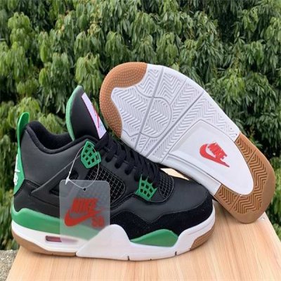 Men's Running weapon Air Jordan 4 Black/Green Shoes 0144