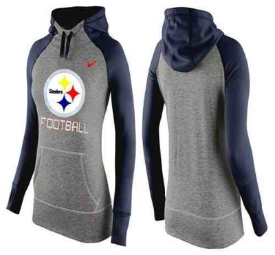 Women's Nike Pittsburgh Steelers Performance Hoodie Grey & Dark Blue_1