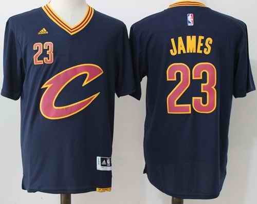 Cavaliers #23 LeBron James Navy Blue Short Sleeve C Stitched NBA Jersey