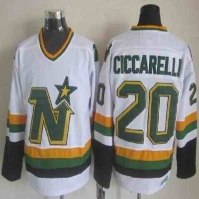 Stars #20 Dino Ciccarelli White CCM Throwback Stitched NHL Jersey