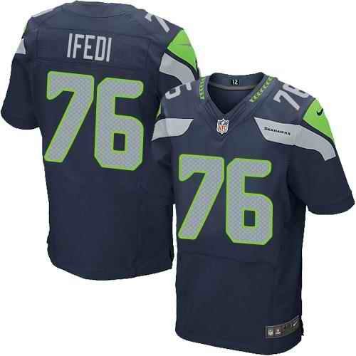 Nike Seahawks #76 Germain Ifedi Steel Blue Team Color Men's Stitched NFL Elite Jersey