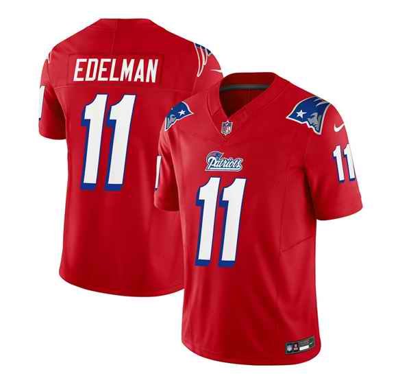 Men's New England Patriots #11 Julian Edelman Red 2023 F.U.S.E. Throwback Limited Stitched Football Jersey