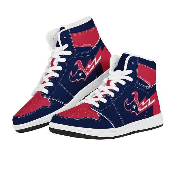 Women's Houston Texans High Top Leather AJ1 Sneakers 001