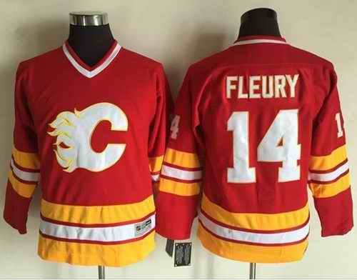 Flames #14 Theoren Fleury Red CCM Throwback Stitched Youth NHL Jersey