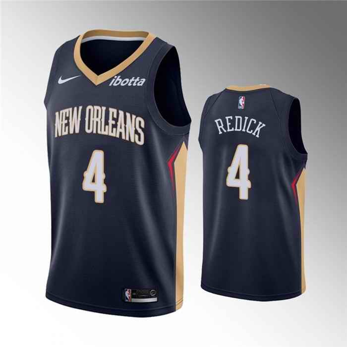 Men's New Orleans Pelicans #4 J.J. Redick Navy Icon Edition Stitched Jersey