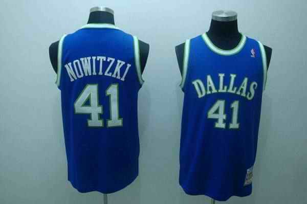 Mitchell and Ness Mavericks #41 Dirk Nowitzki Stitched NBA Blue Throwback Jersey