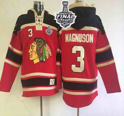 Blackhawks #3 Keith Magnuson Red Sawyer Hooded Sweatshirt 2015 Stanley Cup Stitched NHL Jersey