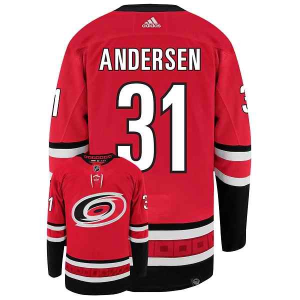 Men's Carolina Hurricanes #31 Frederik Andersen Red Stitched Jersey