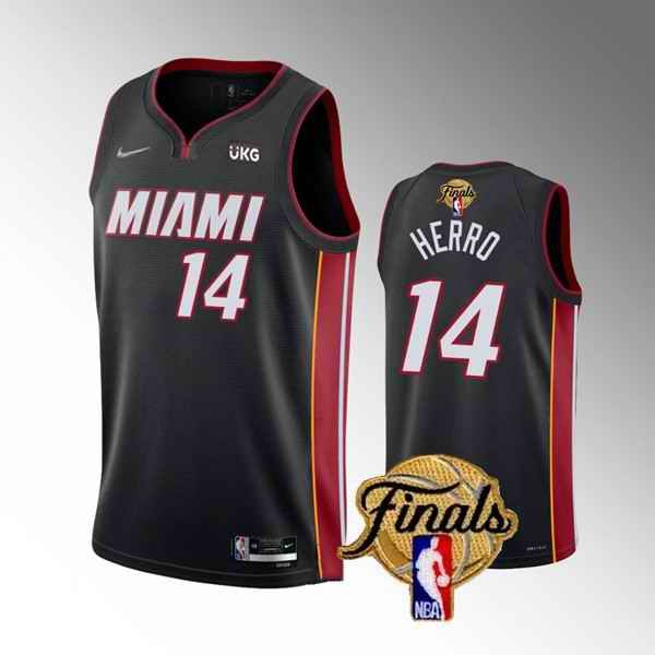 Men's Miami Heat #14 Tyler Herro Black 2023 Finals Icon Edition Stitched Basketball Jersey