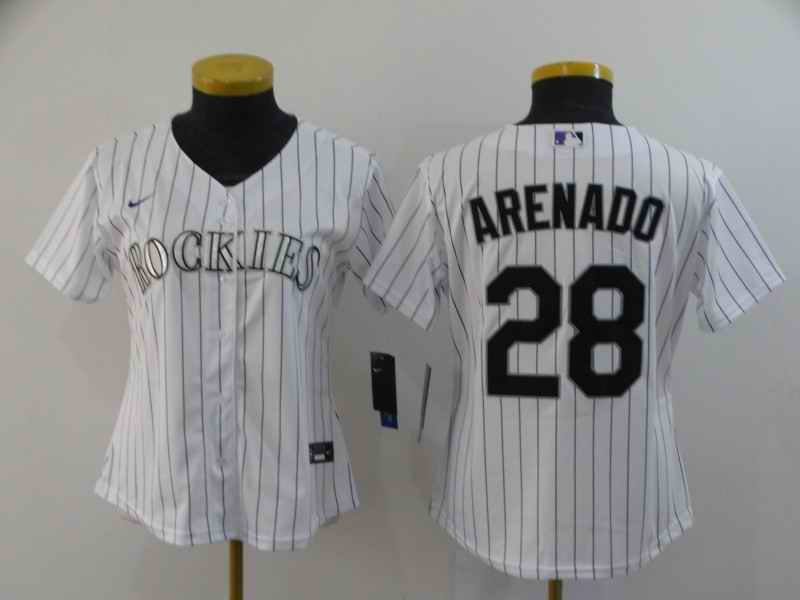 Men's  Colorado Rockies #28 Nolan Arenado White 2020 Cool Base Stitched MLB Jersey