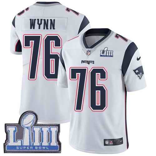 Men's New England Patriots #76 Isaiah Wynn White Super Bowl LIII Vapor Untouchable Limited Stitched NFL Jersey