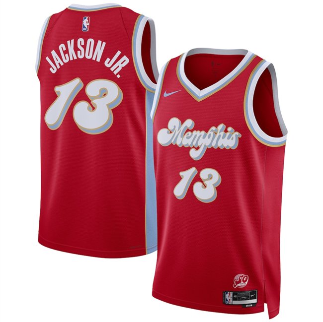 Men's Memphis Grizzlies #13 Jaren Jackson Jr. Red 2024/25 City Edition Stitched Basketball Jersey