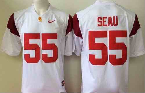 Trojans #55 Junior Seau White Limited Stitched NCAA Jersey