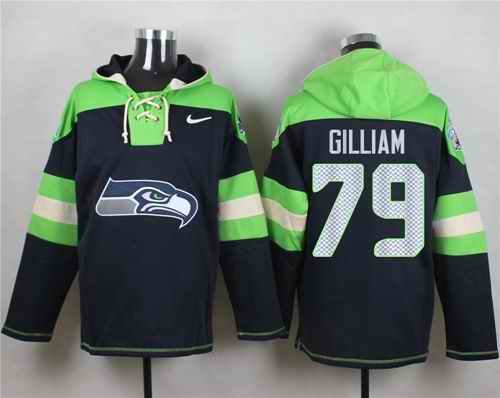 Nike Seahawks #79 Garry Gilliam Steel Blue Player Pullover NFL Hoodie