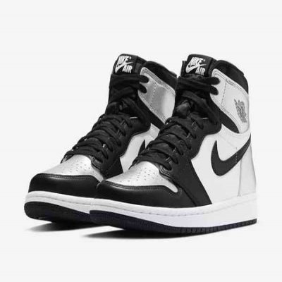 Men's Running Weapon Air Jordan 1 Silver Toe Shoes 0576