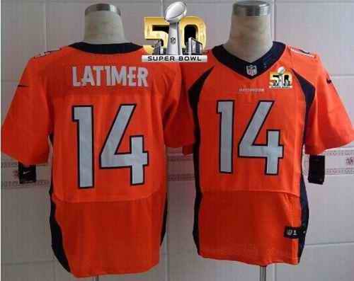 Nike Broncos #14 Cody Latimer Orange Team Color Super Bowl 50 Men's Stitched NFL New Elite Jersey