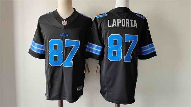 Men's Detroit Lions #87 Sam LaPorta Black 2024 F.U.S.E. 2nd Alternate Vapor Limited Stitched Jersey