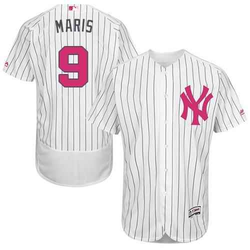 Yankees #9 Roger Maris White Strip Flexbase Authentic Collection 2016 Mother's Day Stitched MLB Jersey