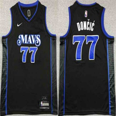 Youth Dallas Mavericks #77 Luka Doncic Black City Edition Stitched Basketball Jersey