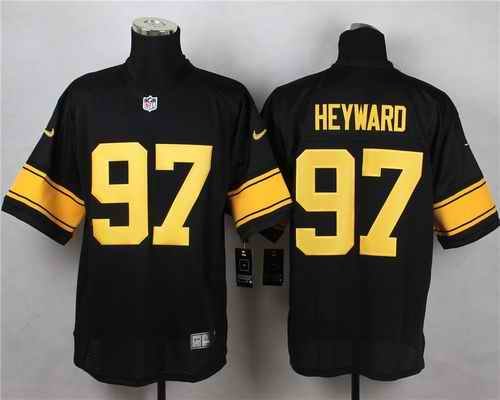 Nike Steelers #97 Cameron Heyward Black(Gold No.) Men's Stitched NFL Elite Jersey