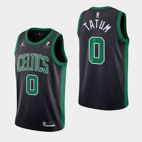 Men's Boston Celtics #0 Jayson Tatum Black Statement Edition Swingman Vistaprint Patch Stitched Jersey