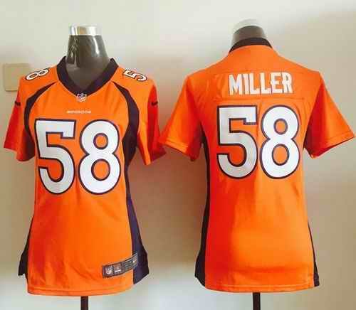 Nike Broncos #58 Von Miller Orange Team Color Women's Stitched NFL Elite Jersey