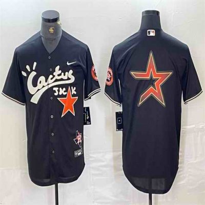 Men's Houston Astros Team Big Logo Black Cactus Jack Vapor Premier Limited Stitched Baseball Jersey