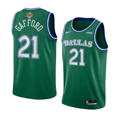 Men's Dallas Mavericks #21 Daniel Gafford Green 2024 Finals Classic Edition Stitched Basketball Jersey