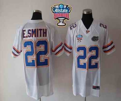 Gators #22 E.Smith White Allstate Sugar Bowl Stitched NCAA Jersey