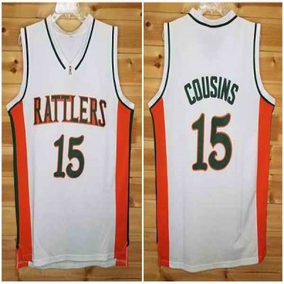 Men's Rattlers #15 DeMarcus Cousins White Orange Stitched Jersey