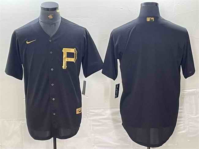 Men's Pittsburgh Pirates Blank Black Cool Base Stitched Baseball Jersey