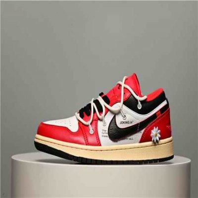 Men's Running Weapon Air Jordan 1 Low Red/White Shoes 0511