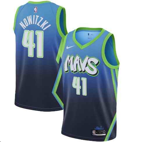 Men's Dallas Mavericks #41 Dirk Nowitzki Blue Stitched Jersey