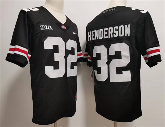 Men's Ohio State Buckeyes #32 TreVeyon Henderson Black 2023 Limited Stitched Jersey