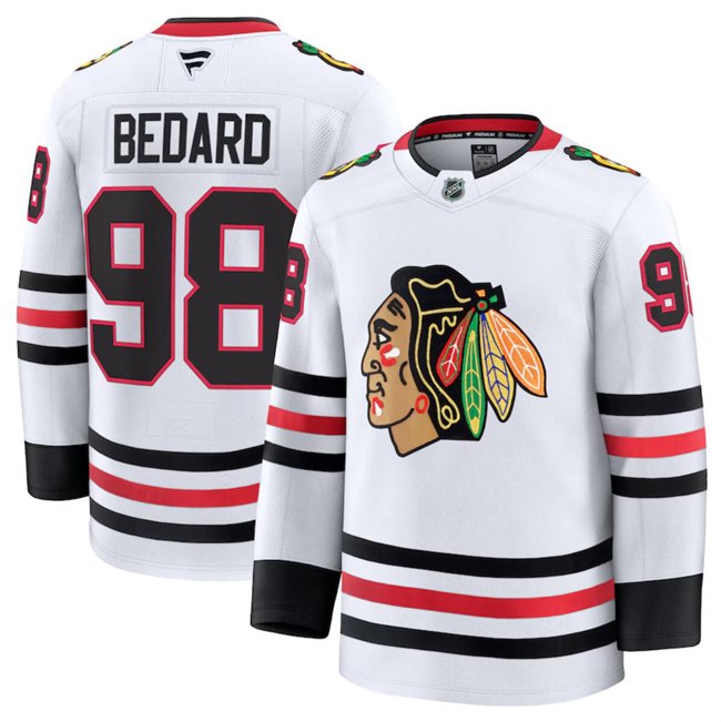 Men's Chicago Blackhawks Active Player Custom White 2024-25 Away Stitched Hockey Jersey