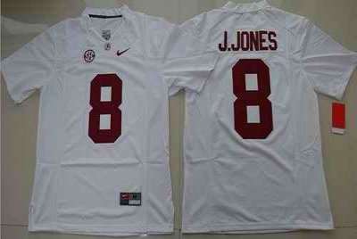 Crimson Tide #8 Julio Jones White Stitched NCAA Jersey