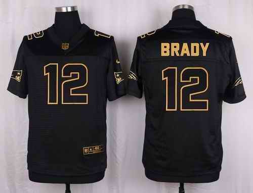 Nike Patriots #12 Tom Brady Black Men's Stitched NFL Elite Pro Line Gold Collection Jersey