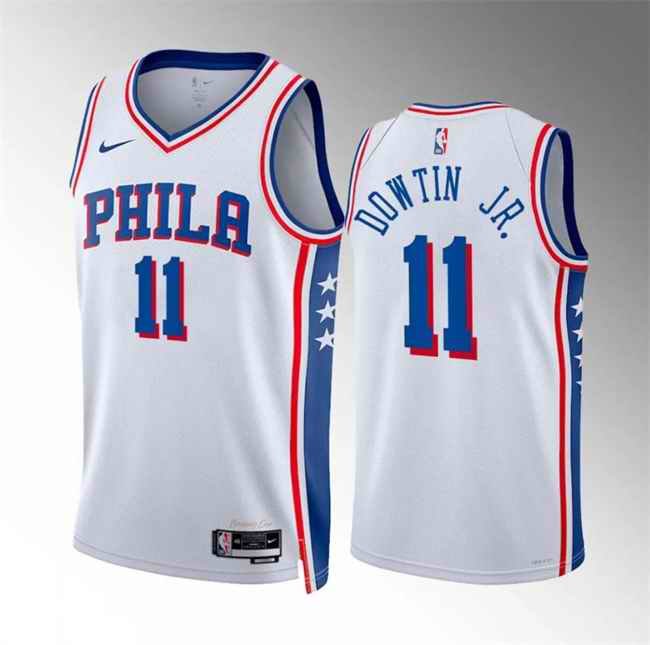 Men's Philadelphia 76ers #11 Jeff Dowtin Jr White Association Edition Stitched Jersey