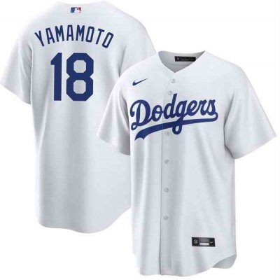 Men's Los Angeles Dodgers #18 Yoshinobu Yamamoto White Cool Base Stitched Jersey