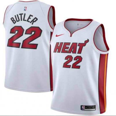 Men's Miami Heat #22 Jimmy Butler White Association Edition Swingman Stitched Jersey