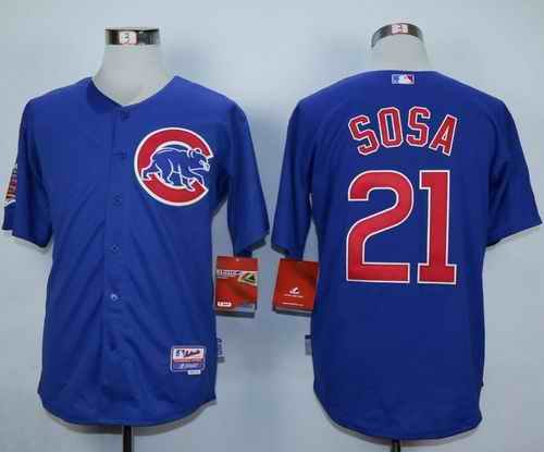 Cubs #21 Sammy Sosa Blue Alternate Cool Base Stitched MLB Jersey