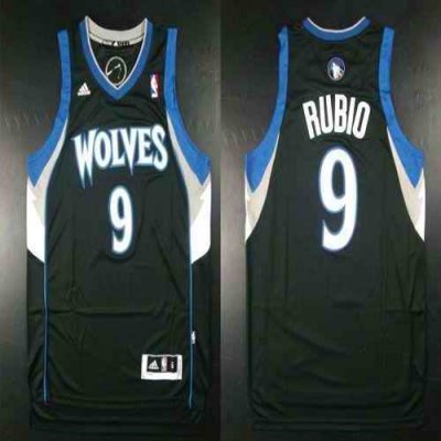 Timberwolves #9 Ricky Rubio Revolution 30 Black Stitched NBA Jersey