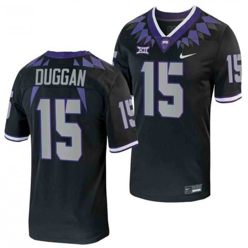 Men's TCU Horned Frogs #15 Max Duggan Black Stitched Game Jersey